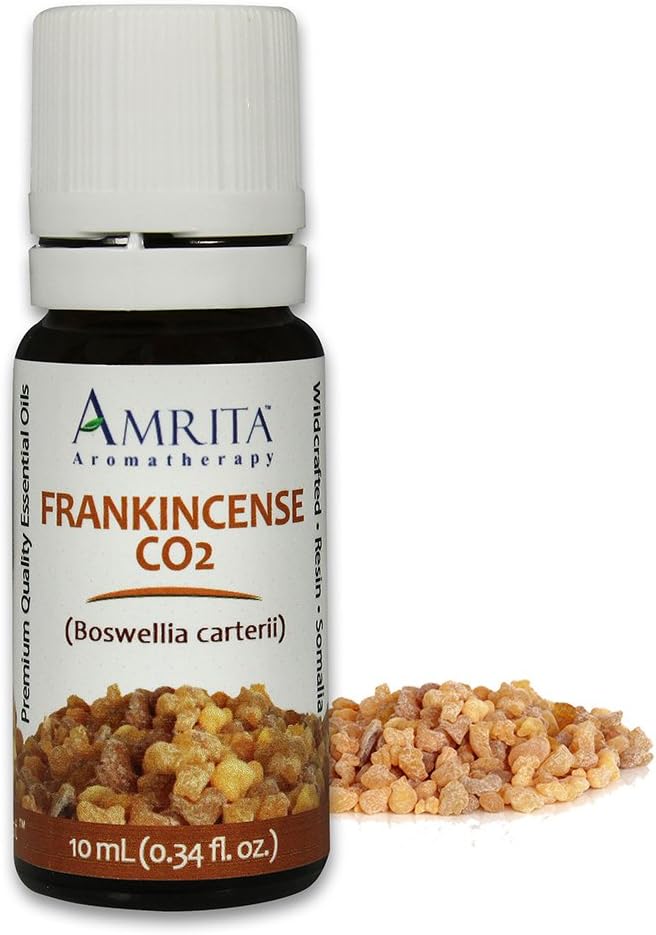 Amrita Aromatherapy Frankincense CO2 Essential Oil, 100% Pure Undiluted Boswellia carteri, Therapeutic Grade, Premium Quality Aromatherapy Oil, Tested & Verified, 60ML