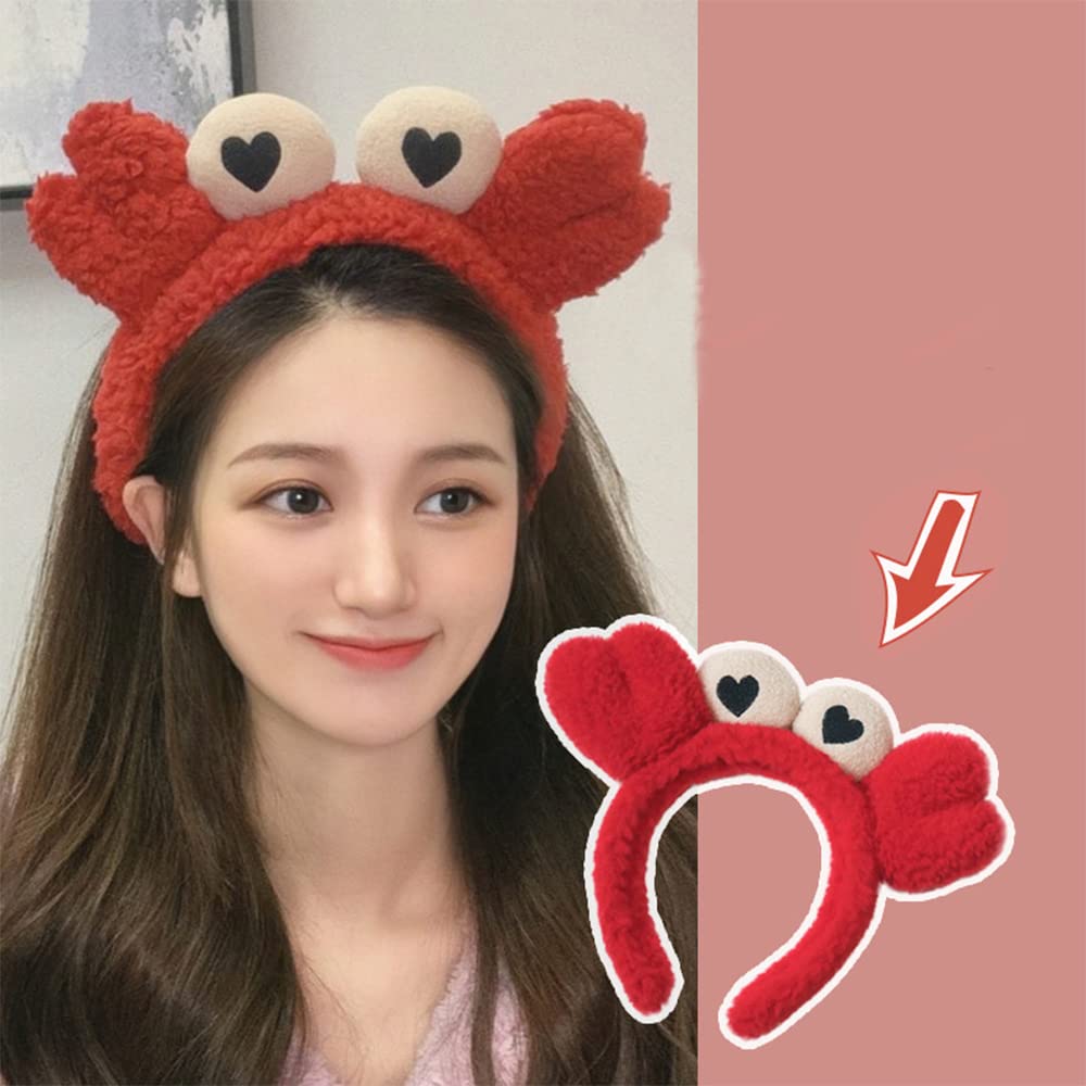 Red Crab claw Headband for Women SPA Skin Care Facial Hair Band Makeup Washing Hair Accessories (Red Crab claw)