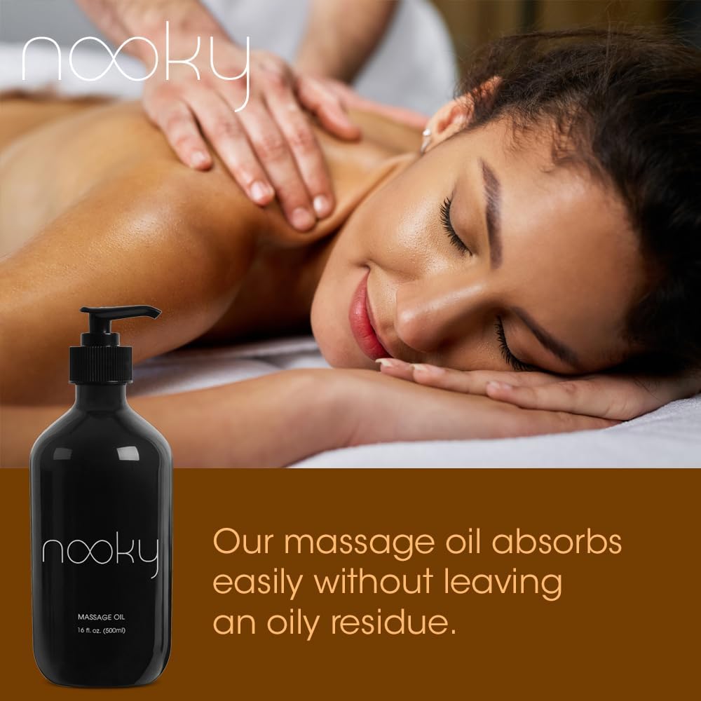 Nooky Massage Oil with Premium Natural Ingredients. Relaxing Essential and Sweet Almond Oils for Massaging 16 Ounces