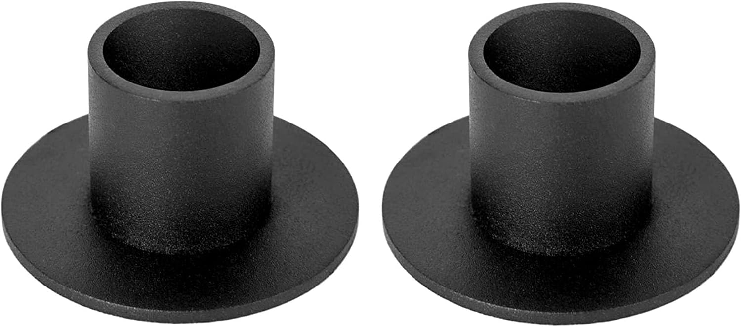 2 Pcs Black Iron Candle Holder for Taper Candles, Wedding, Dinning, Party Decoration (2)