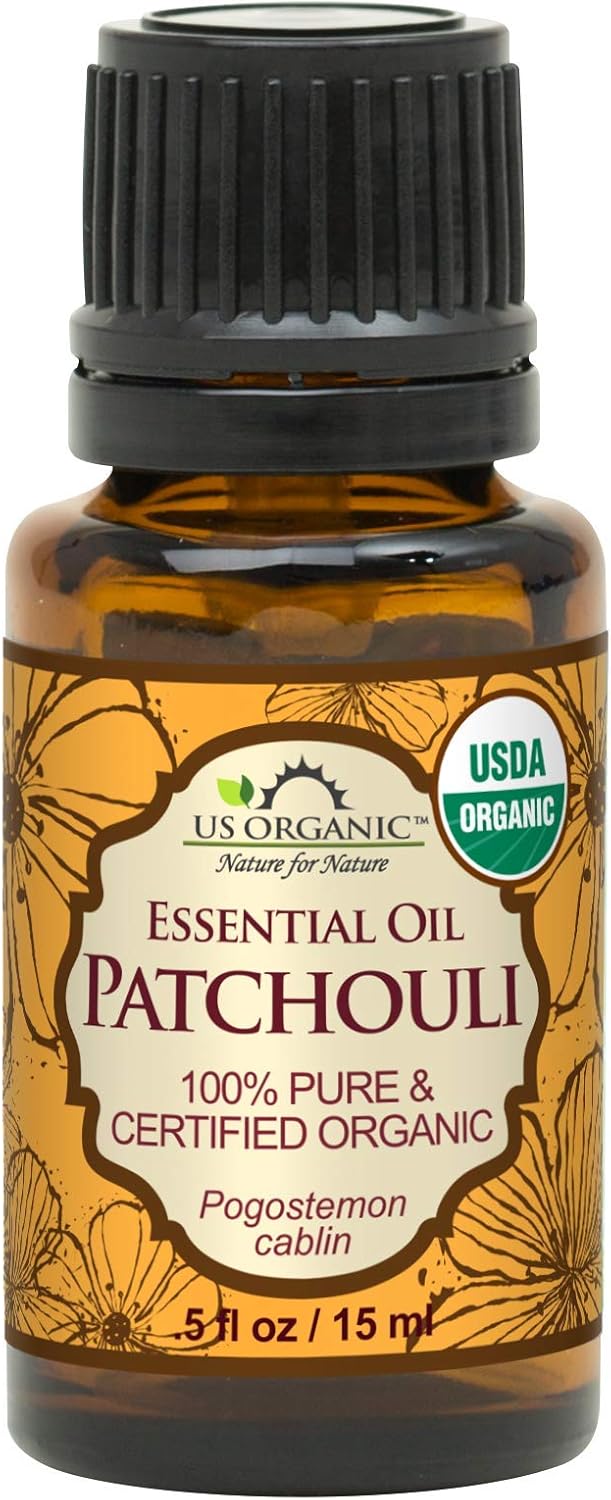US Organic 100% Pure Patchouli Essential Oil - USDA Certified Organic, Steam Distilled - W/Euro droppers (More Size Variations Available) (15 ml / .5 fl oz)
