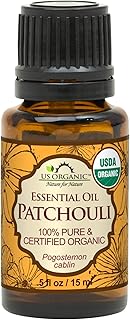 US Organic 100% Pure Patchouli Essential Oil - USDA Certified Organic, Steam Distilled - W/Euro droppers (More Size Variations Available) (15 ml / .5 fl oz)