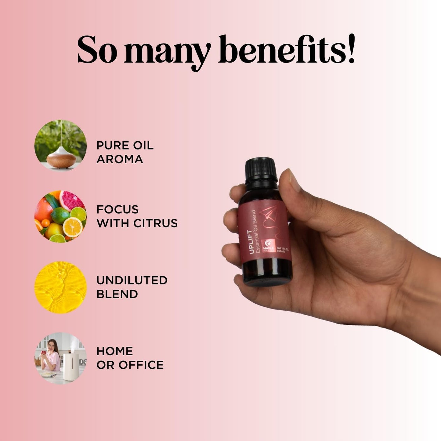 Uplift Aromatherapy Essential Oil Blend - Happy Essential Oil Blend with Calming Essential Oils for Diffusers for Home and Travel with Citrus Essential Oils and Pure Aromatherapy Oils for Diffusers