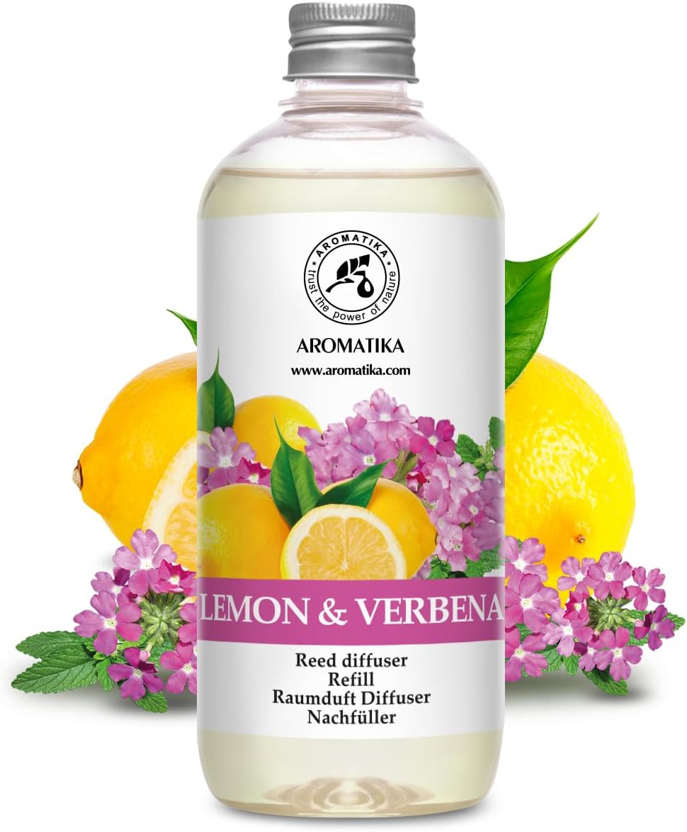 Reed Diffuser Refill Lemon & Verbena 17 Fl Oz - Home Fragrance - Air Freshener - Room Freshener - Relaxation Fragrance - Scented Diffusers - Citrus Scent - Aromatherapy