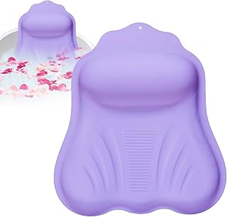 Luxury Silicone Bath Pillow for Tub, New Cloud-Soft 4D Air-Cushion Bathtub Pillow for Head and Neck & Back Support, Strong Suction Cups, Waterproof Quick-Dry Bathtub Headrest (Purple)