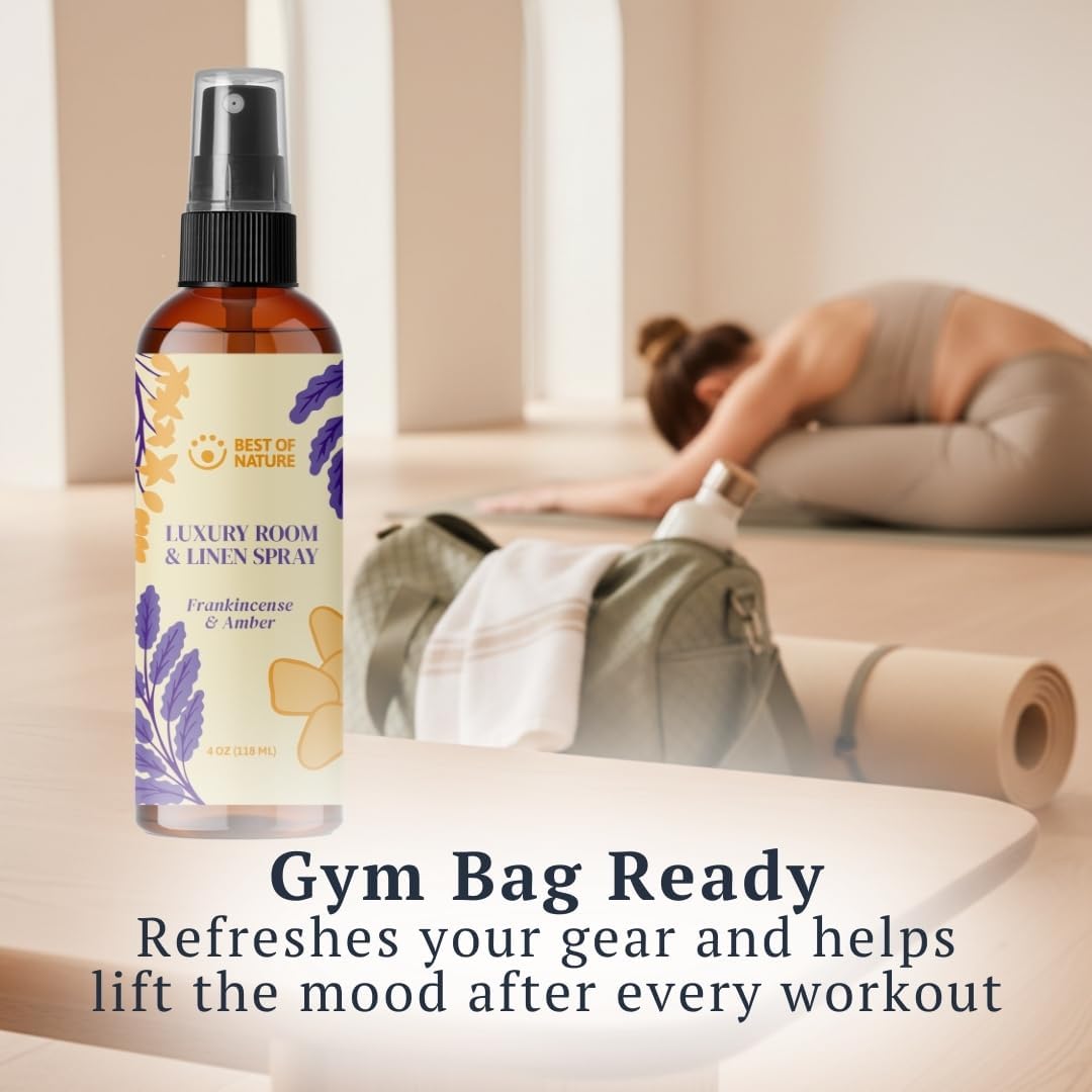 Best of Nature Luxury Room & Linen Spray – All-Natural Essential Oil Air Freshener for Home, Bedroom, Bathroom & Linens – Plant-Based, Family-Safe, Relaxing Aromatherapy Mist (Frankincense & Amber)