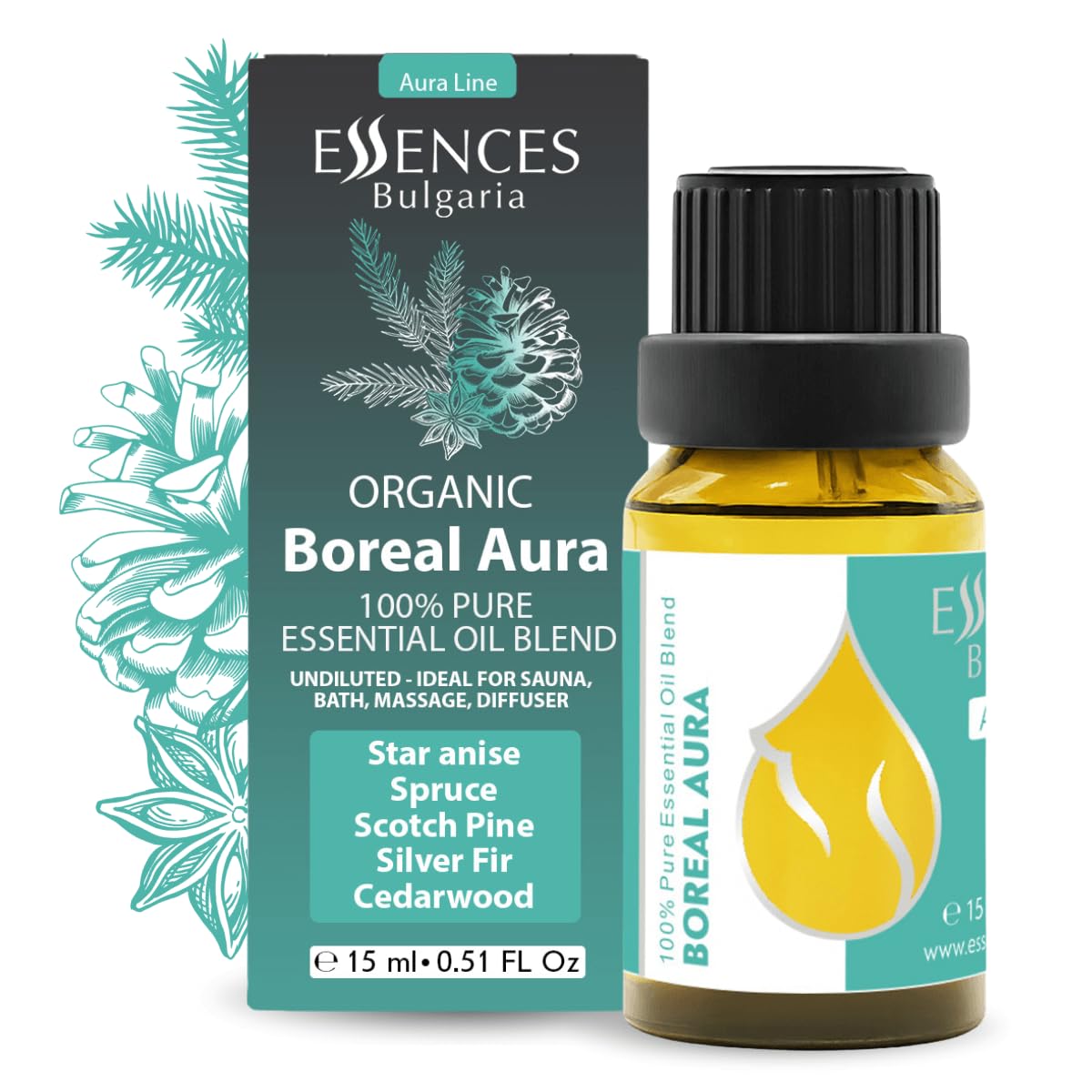 Essences Bulgaria Boreal Aura Organic Essential Oil Blend 0.5 Fl Oz
