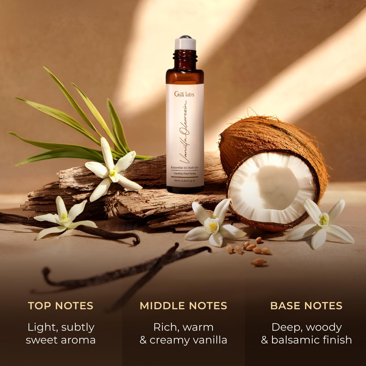 Vanilla Essential Oil Roll-On Convenient Travel Size for Skin 0.34 Oz