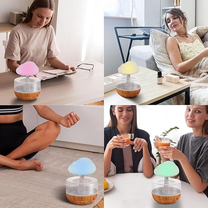 Essential Oil Diffuser with Color Changing LED Light, Wood Grain Base, 300ml Ultrasonic Cool Mist Humidifier, Aromatherapy Device