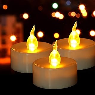 Battery Tea Lights: 24 Pack LED Tea Lights Candles Realistic and Bright Flickering Holiday Operated Flameless LED Tea Light for Seasonal & Event Celebration Warm Yellow Lamp Battery Powered