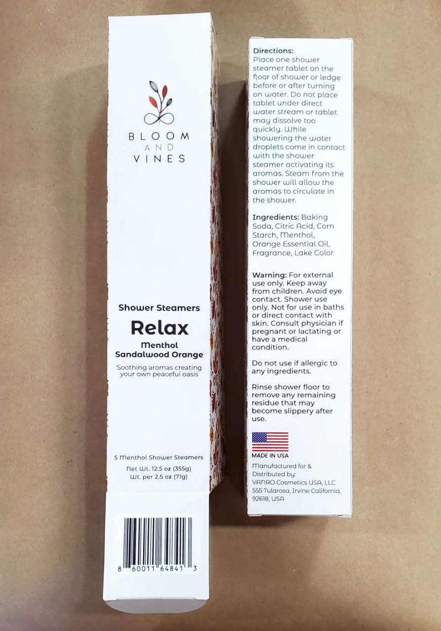Shower Steamers, Relax - Menthol Sandalwood Orange