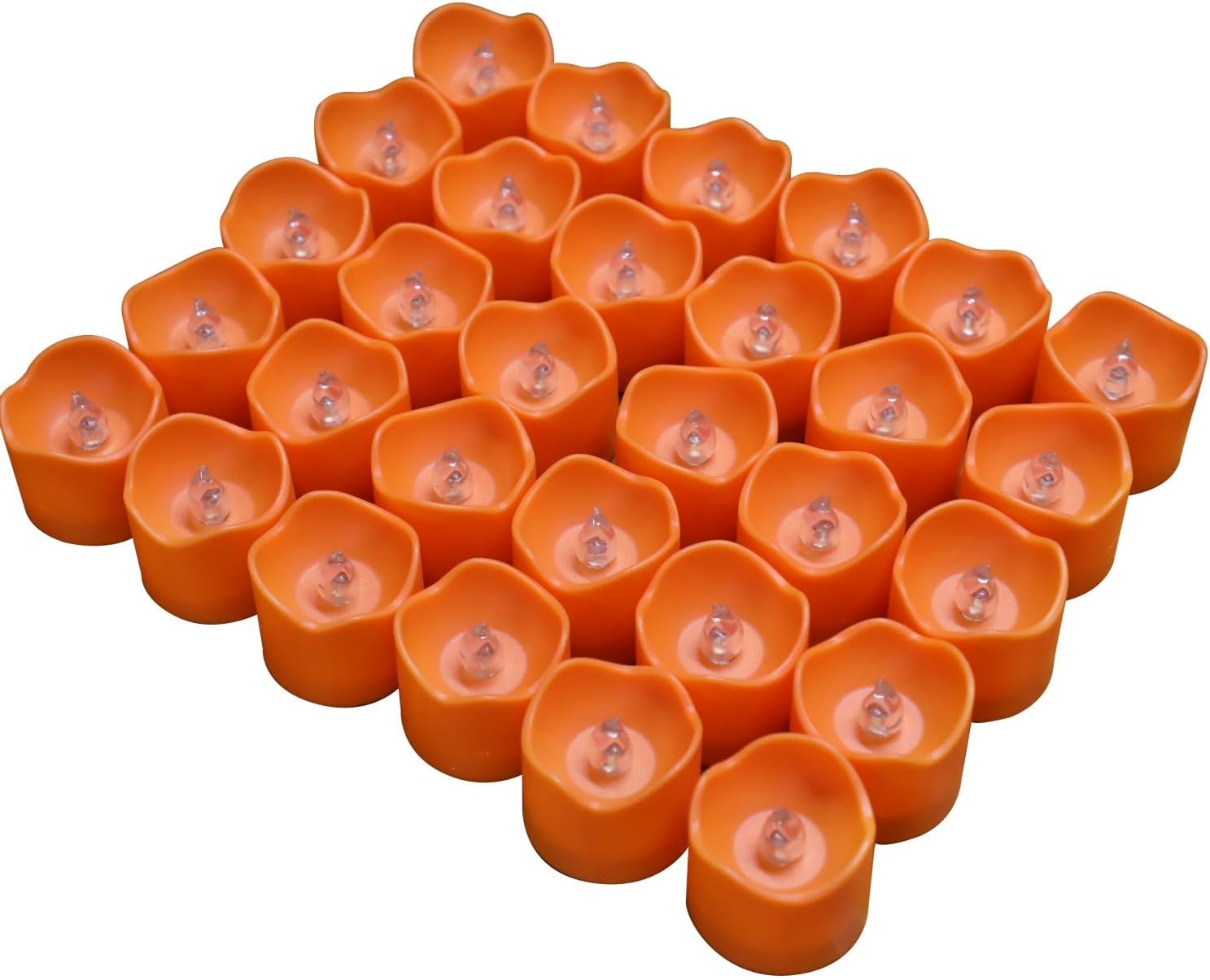 Topstone Halloween Orange Led Tealight with 4/6/8 H Timer,Remote Control Flameless Candle,Battery Powered Fake Candles,Electric Votive Candle,Pack of 12
