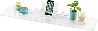 38" Classic-Clear Bathtub Tray Caddy Tub Shelf, Spa Board Luxury Bathroom Bath tub Table, Waterproof Acrylic Tub Caddy Fits Across Bathtub, Book Rack, iPad, Easy To Clean (38")