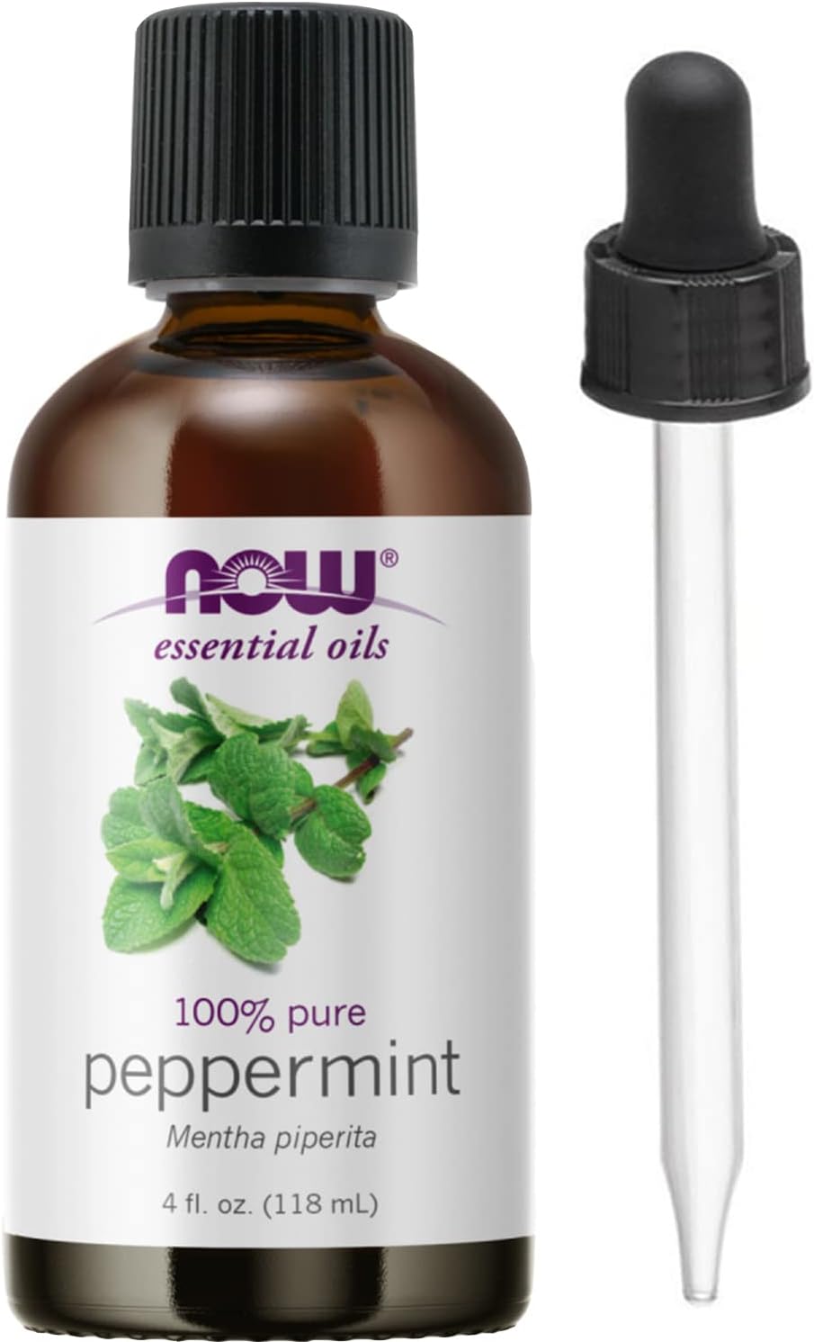 NOW Foods Essential Oil, Peppermint, 4 Fluid Ounce + 1 Glass Dropper