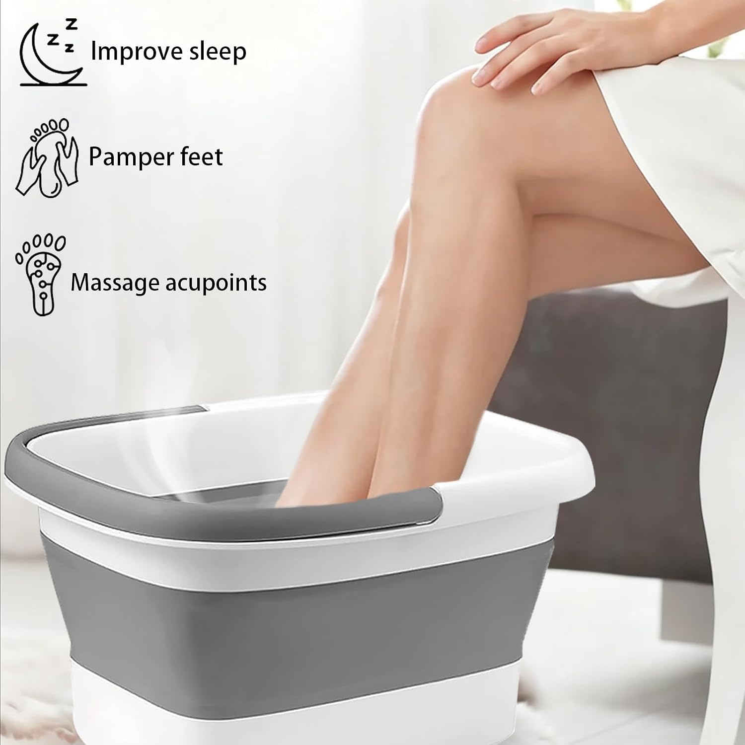 Lanwexy Foot Soaking Tub,Collapsible Bucket,Foot Spa,Foot Bath 16 Pack Foot Soak with Bath Salt and Tea Tree Oil.Foot Bath Soak Tub,Foot Balls for Feet Callus, Dry Cracked, Stubborn Feet Odor Scent.