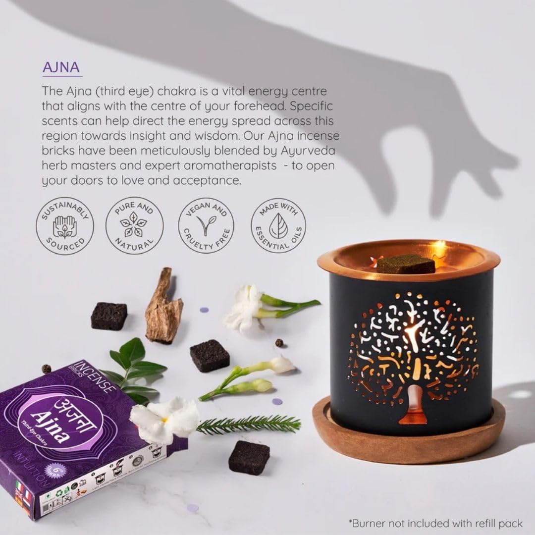 Third Eye Chakra Incense Brick Refill by Aromafume | 3 Trays x 9 Bricks | Ajna | Smokeless Incense Set for Chakra Balance | Rose & Juniper Extracts | Yoga & Meditation Gifts | Non-Toxic
