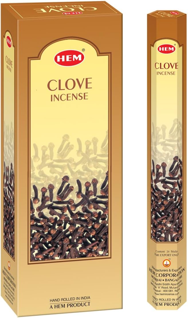 Hem Clove Incense Sticks – Pack of 6 Boxes (120 Sticks Total, 9-Inch Long) | Natural Hand-Rolled Fragrance for Meditation, Relaxation & Positivity | 20g Each Box