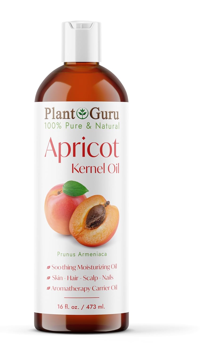 Apricot Kernel Oil 16 fl. oz. Cold Pressed 100% Pure Natural Carrier - Skin, Face, Body And Hair Growth Moisturizer. Great For DIY Cream, Lotions and Lip balm.