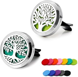 RoyAroma Car Air Freshener, 2PCS 30mm Car Aromatherapy Essential Oil Diffuser Stainless Steel Cars Diffuser with Vent Clip 12 Felt Pads