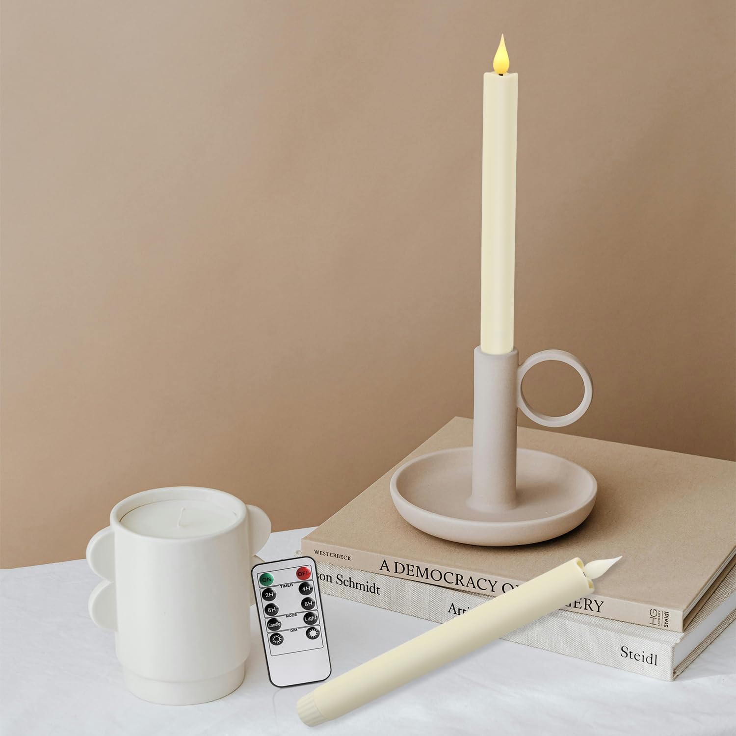 24-Pack Flameless Taper Candles, 9.25 Inch Battery Operated LED Candlesticks with Remote & Timer - Realistic Flickering Flame, Warm Ivory, Safe Smokeless for Wedding Christmas Church Party Home Decor