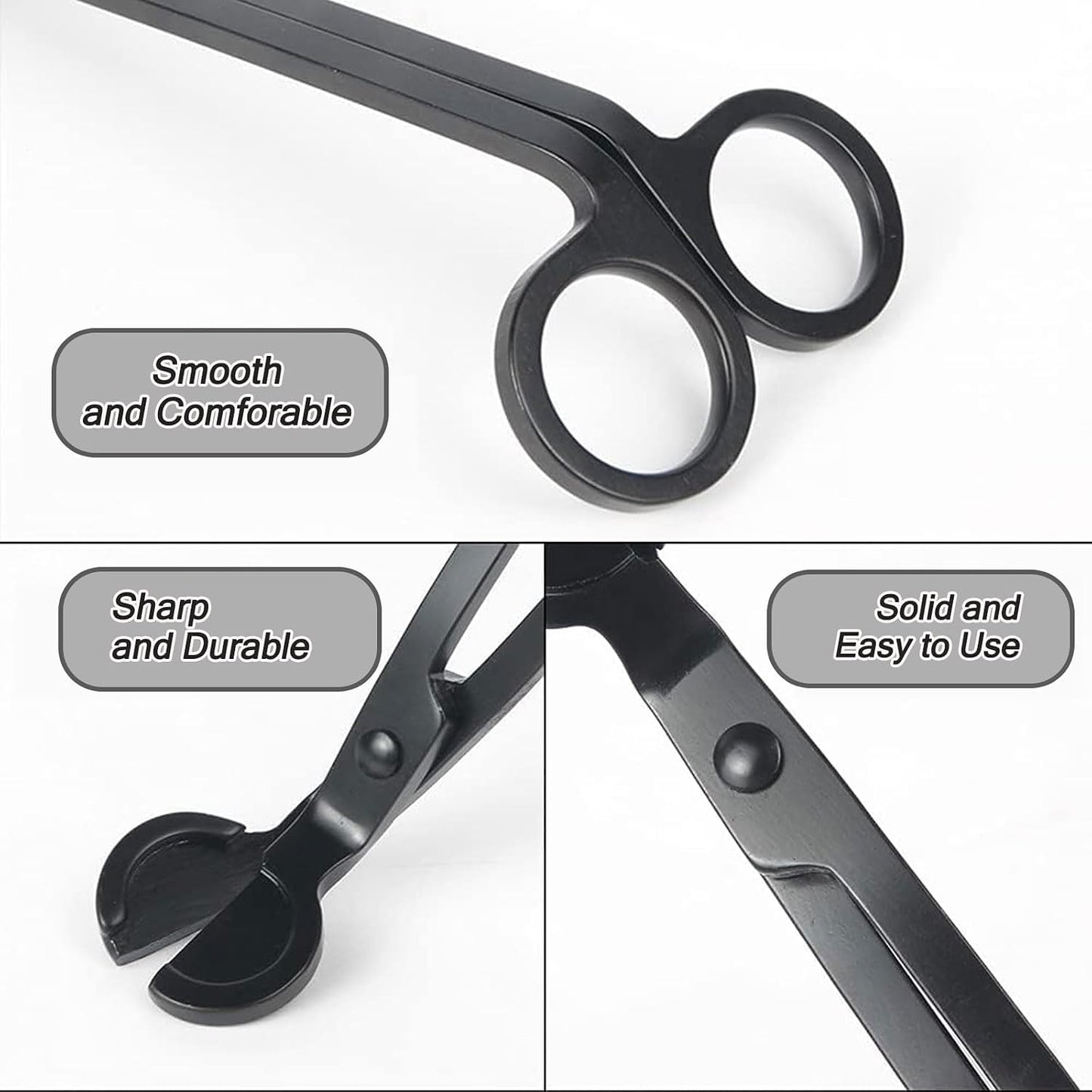 Candle Wick Trimmer, 3 in 1 Candle Accessories Set,Candle Snuffer and Wick Dipper, Candle Wick Cutter Trimmer with Gift Package for Candle Lover (Black)