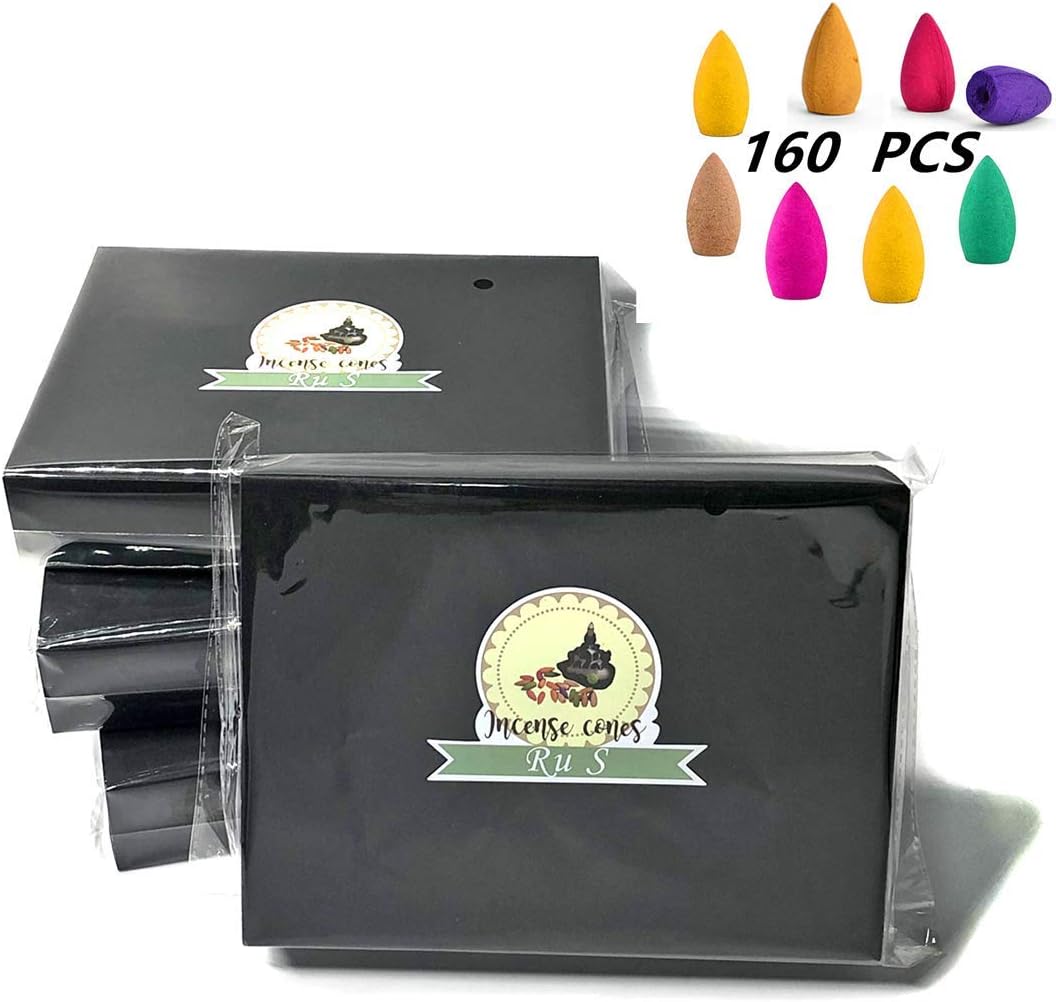 152 Pcs Backflow Incense Cones 8 Mixed Natural Scents Sandalwood Rose Lily Tulips Rosemary Lavender Sakura Osmanthus(Incense Cones)