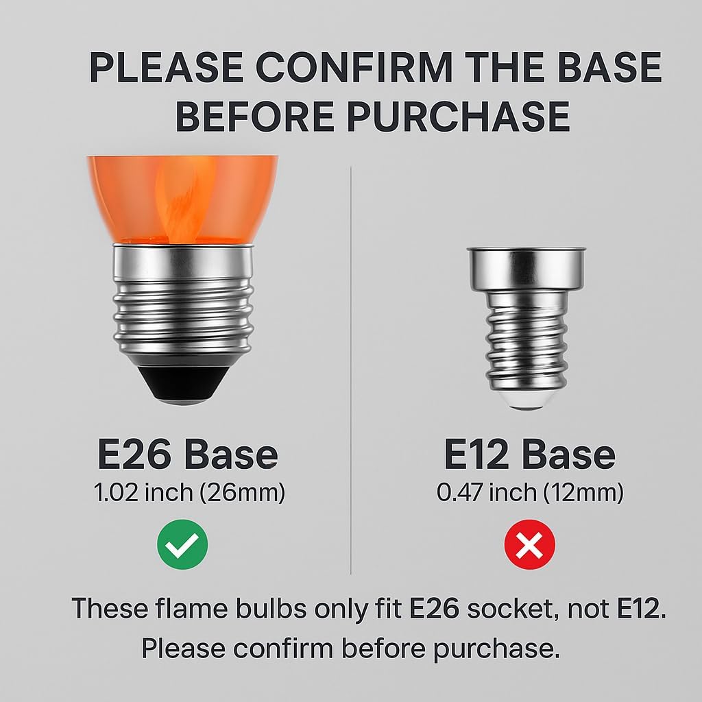 Hompavo E26 Upgraded Flame Light Bulbs, Flickering Fire Light Bulbs Flame Candle for Christmas Halloween Party Patio Porch Home Indoor & Outdoor Decor - 6 Pack