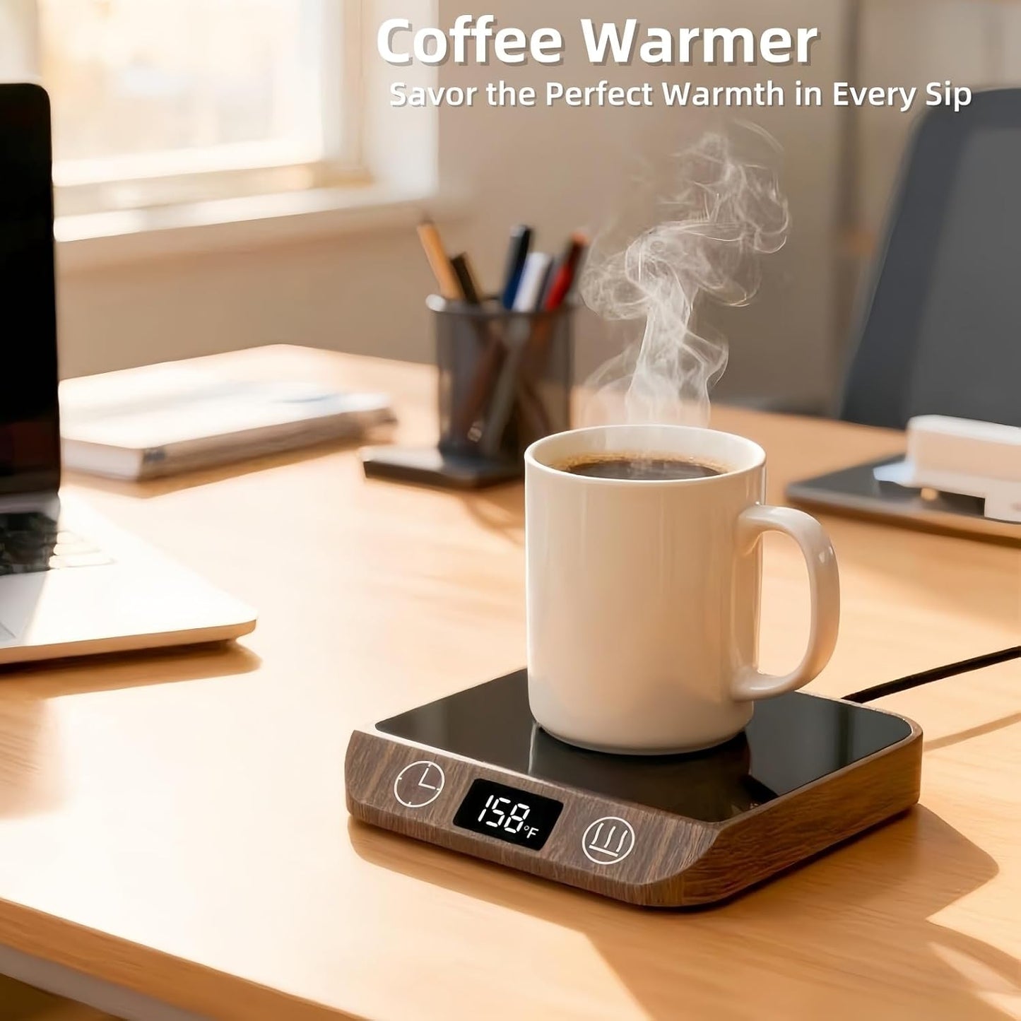 Coffee Mug Warmer & Candle Warmer 2-in-1, 6 Temps, 12-Hr Timer & Auto Shut-Off, 46W Electric Smart Cup Warmer for Desk, Coffee Gifts for Women Men & Home Office
