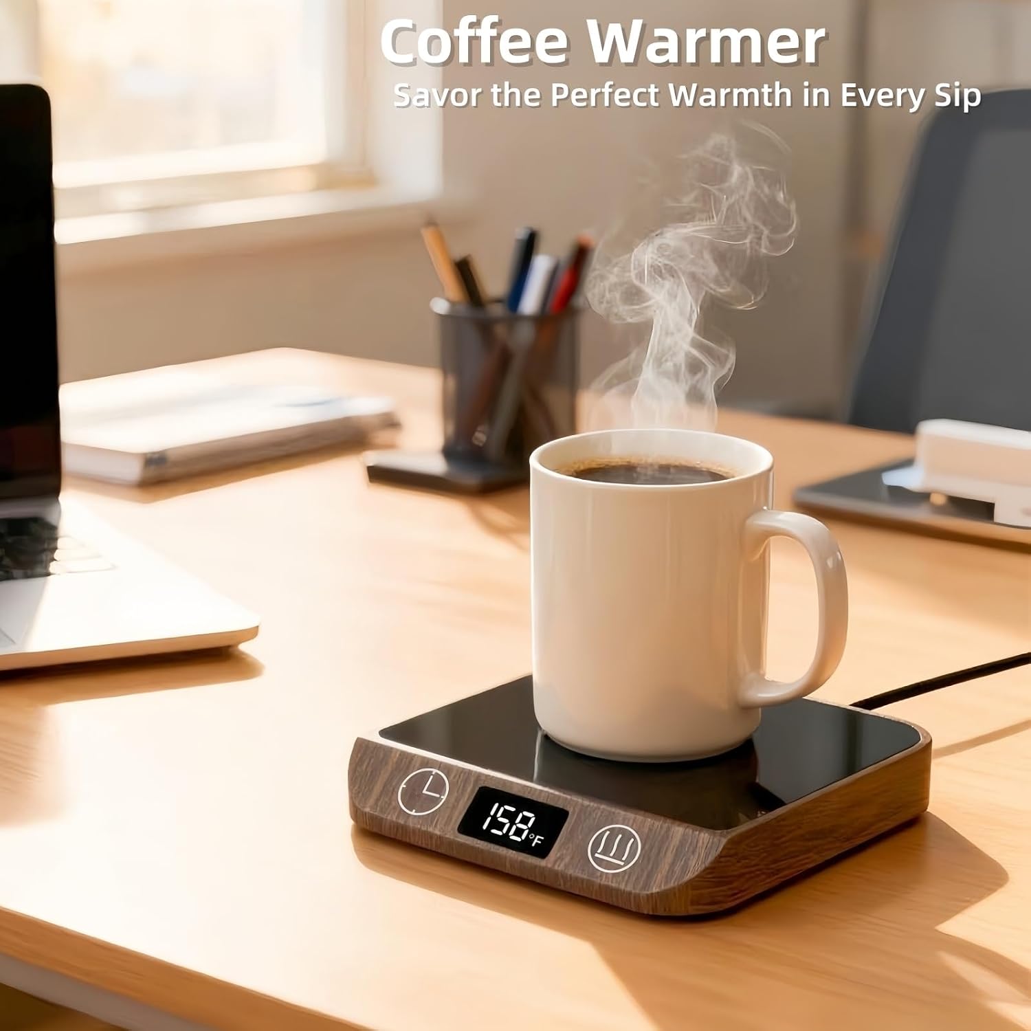 Coffee Mug Warmer & Candle Warmer 2-in-1, 6 Temps, 12-Hr Timer & Auto Shut-Off, 46W Electric Smart Cup Warmer for Desk, Coffee Gifts for Women Men & Home Office