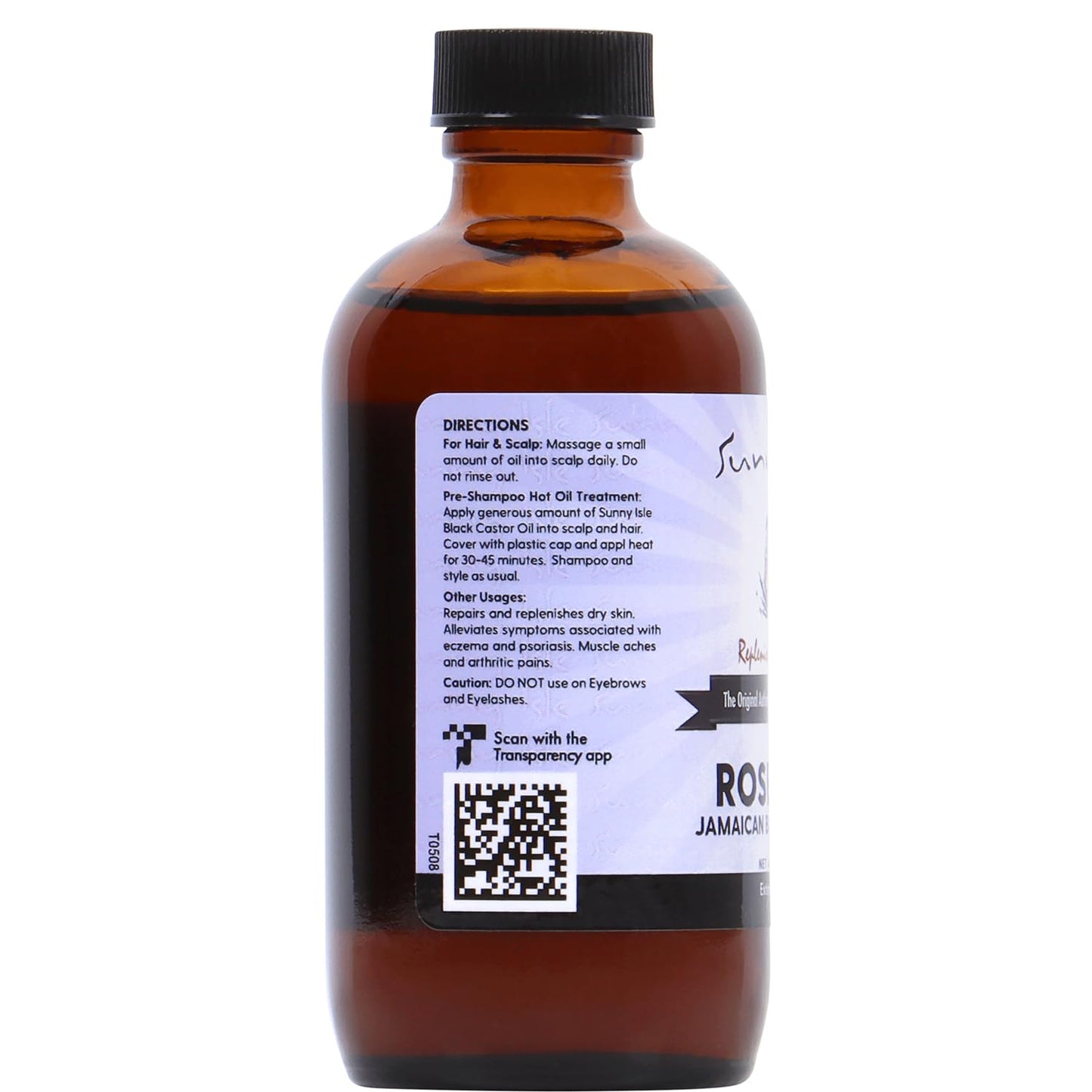 Sunny Isle Rosemary Jamaican Black Castor Oil 4oz | Hair Growth Treatment | For Scalp & Acne-Prone Skin | Hot Oil Application