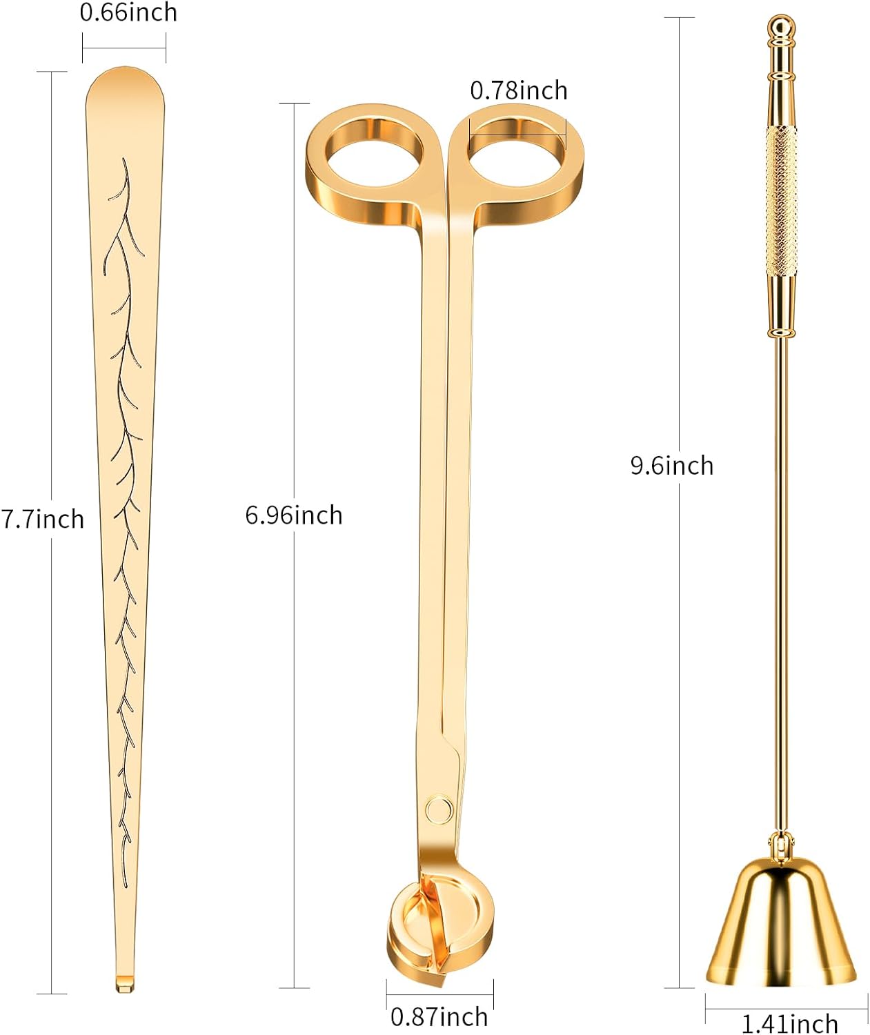 calary Candle Wick Trimmer, Candle Snuffer and Wick Dipper & Candle Accessory Set, 3 in 1 Candle Care Kit for Candle Lover (Gold)