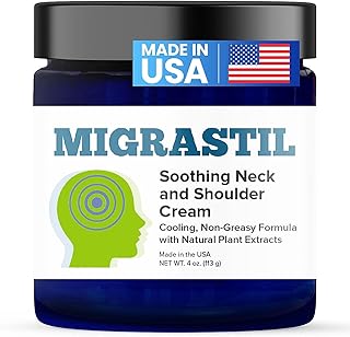 Basic Vigor Migrastil Neck & Shoulder Cream. Cooling Comfort for Migraines, Tech Neck & Tension. (4 oz.) Made in The USA.