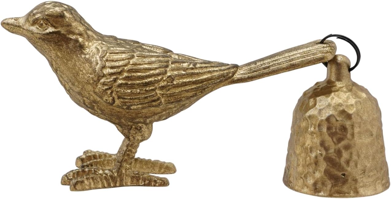 Creative Co-Op Pewter Bird Candle Snuffer with Antique Gold Finish