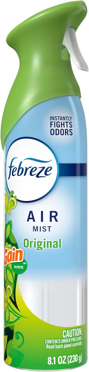 Febreze Air Mist, Air Freshener Spray, Odor Fighting Room Spray, Deodorizer for Home Bathroom Kitchen Office Apartment Dorm Room Classroom, Gain Original Scent, 8.1oz (Pack of 6)