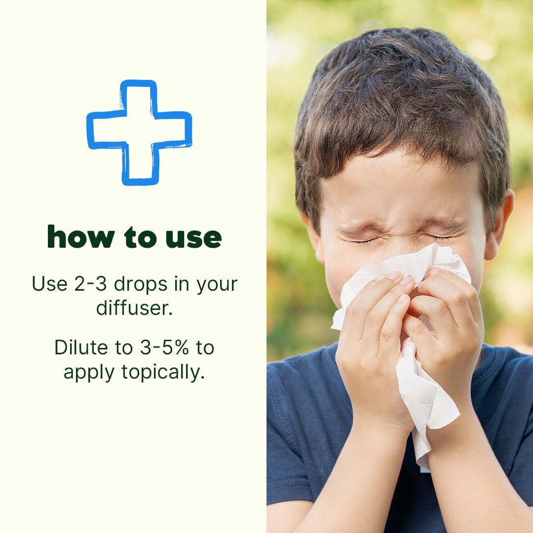 Plant Therapy Kids Sniffle Stopper Essential Oil Blend, 10 mL (1/3 oz), Respiratory Support Essential Oil Blend, Helps Clear Congestion, 100% Pure, Undiluted