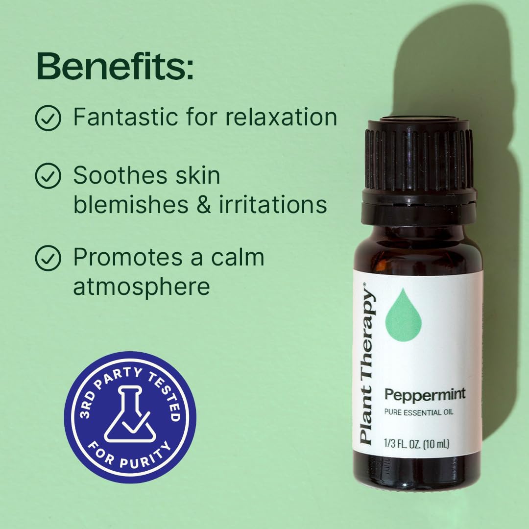Plant Therapy Peppermint Essential Oil 10 mL (1/3 oz) Natural Aromatherapy