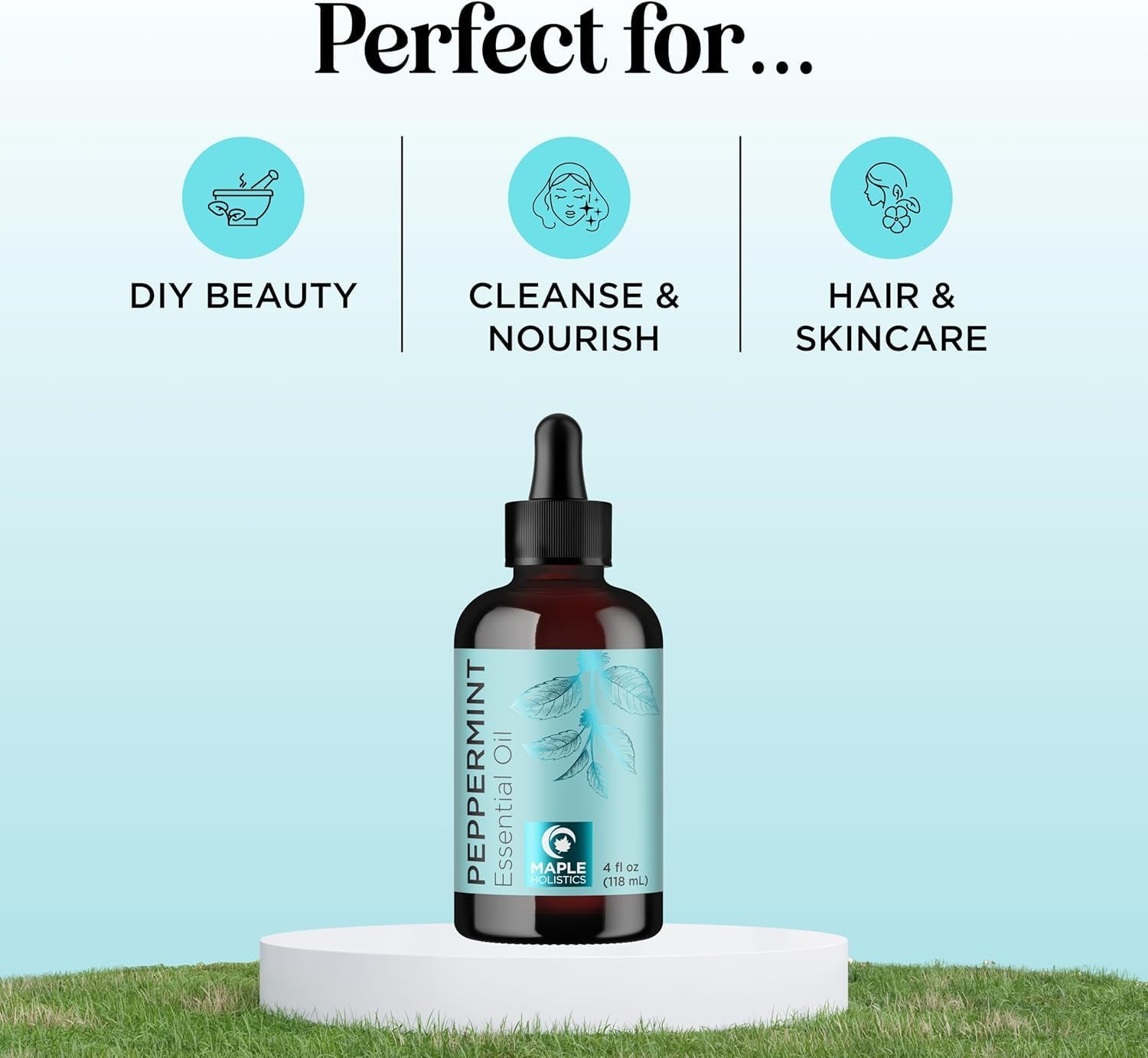 Peppermint Essential Oil for Diffuser Aromatherapy - 100% Pure Peppermint Oil for Hair Skin and Nails Plus Undiluted Refreshing Aromatherapy Essential Oil for Diffusers Baths and Topical Uses 4oz