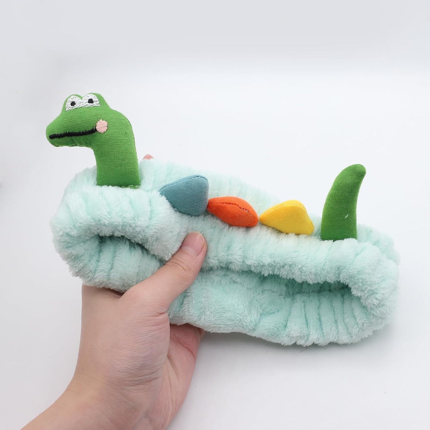 Funny Dinosaur Headband Cute Animal Cat Duck Frog Dinosaur Snail Kawaii Spa Headband Hair Accessories for Washing Face Shower Sports Beauty Skincare (Style 19)