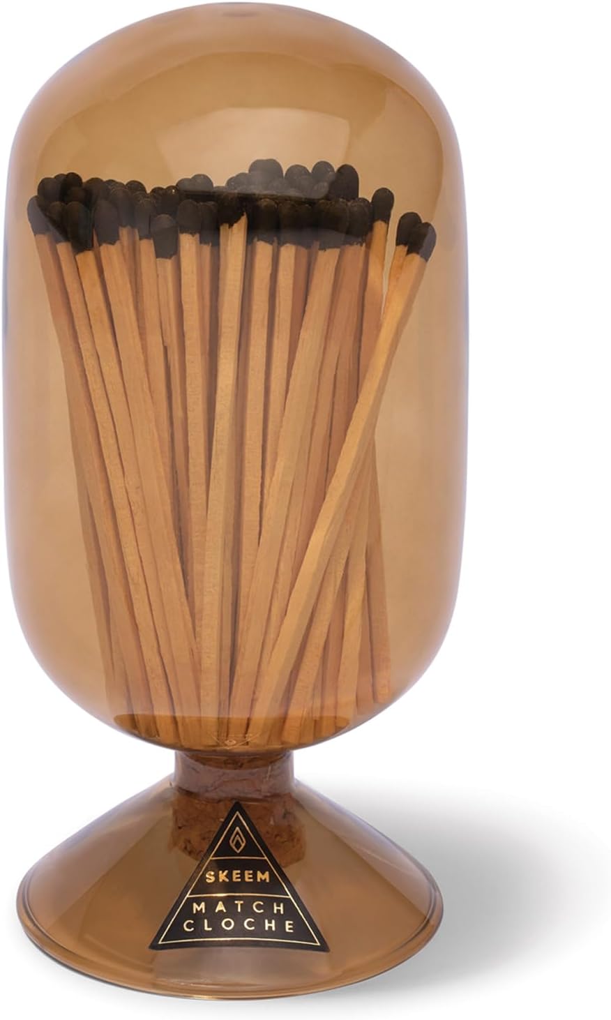 Skeem Glass Match Cloche - Amber - Includes 120 Small Black-Tipped Match Sticks