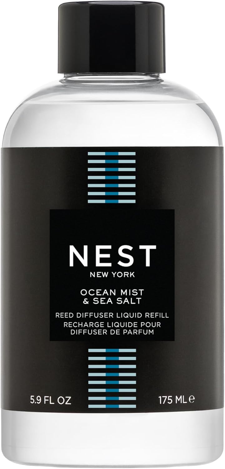 NEST New York Reed Diffuser Liquid Refill, Ocean Mist & Sea Salt - 5.9 fl oz - Fragrance for Up to 90 Days - Flame Free