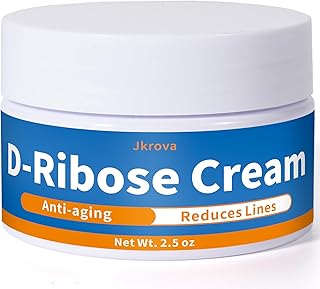 Ribose Cream, Ribose Sugar for Skin, Reduces Wrinkles, Moisturizer, Tightens & Firms the Skin, with D-Ribose Fractionated Coconut Oil and Grapeseed Oil, for All Skin Types, 2.5 oz