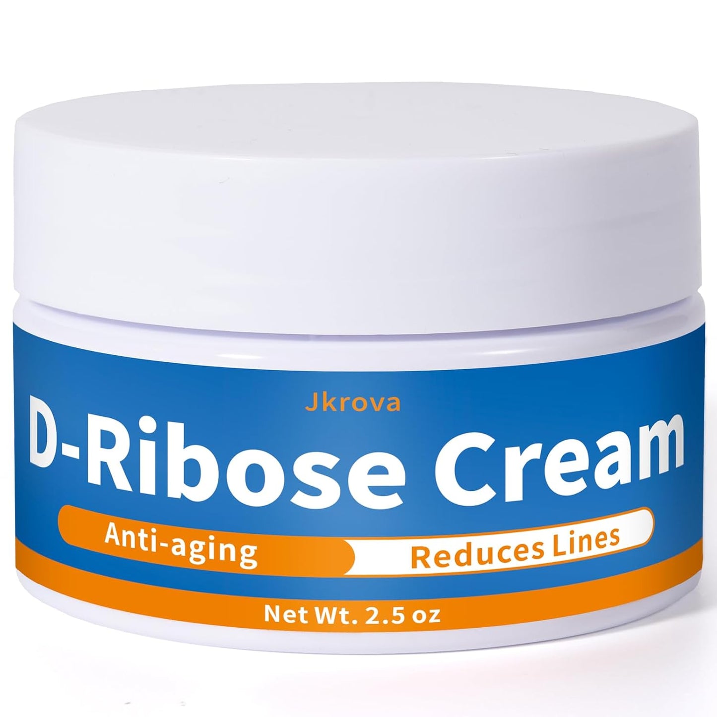 Ribose Cream, Ribose Sugar for Skin, Reduces Wrinkles, Moisturizer, Tightens & Firms the Skin, with D-Ribose Fractionated Coconut Oil and Grapeseed Oil, for All Skin Types, 2.5 oz