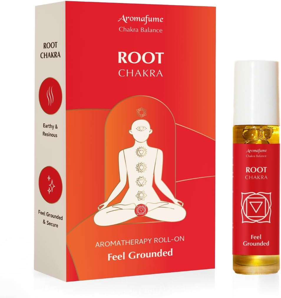 Root Chakra Essential Oil Roll-On Blend by Aromafume | 10ml/0.33 fl oz | Muladhara | Aromatherapy Oils for Chakra Balance | Patchouli Extracts | Chakra Incense for Meditation, Yoga, Reiki