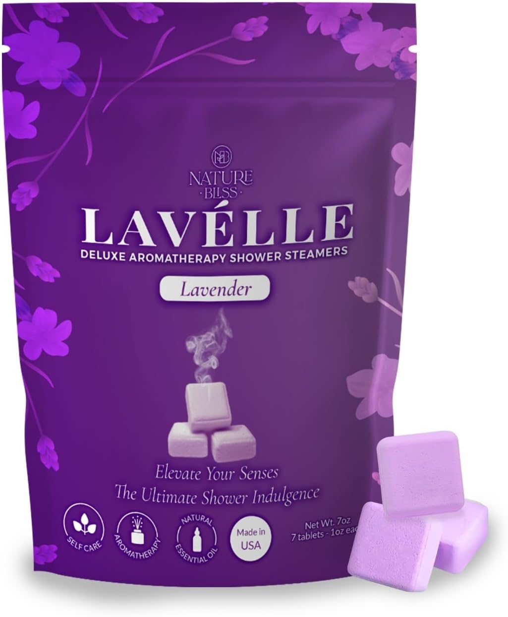 Lavender Shower Steamers - 7 Pack Lavender Shower Tablets Aromatherapy for Sinus and Tension Support - Gifts for Women & Men