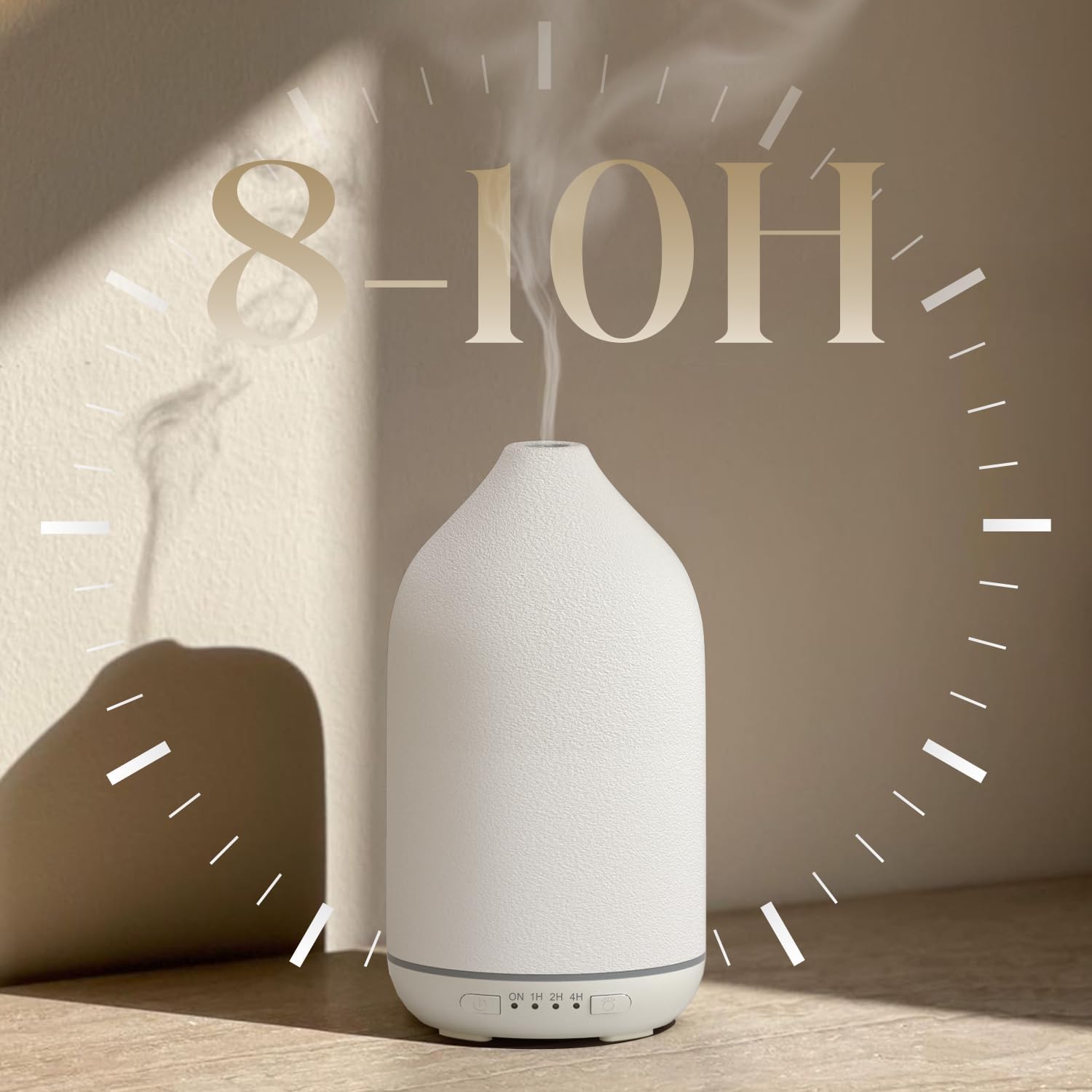 SALKING 200ml Ceramic Essential Oil Diffuser, Stone Diffusers for Essential Oils, Ultrasonic Aromatherapy Diffusers with with 7-Color LED Lights Timers, for Office Bedroom Home (White)