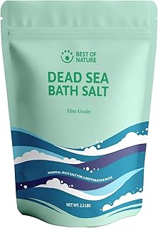 Best of Nature Dead Sea Salt 2.2 lb Fine Grain Bath Soak Salt, Mineral-Rich Crystals, Resealable Bag, Made in the USA