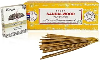 Satya Sai Baba Satya Sandalwood 250 gm Incense Sticks with Free Vedic White Sage Natural Incense Cones (Agarbatti Box 250 Grams All Sticks for Refinement, Concentration and Serenity)