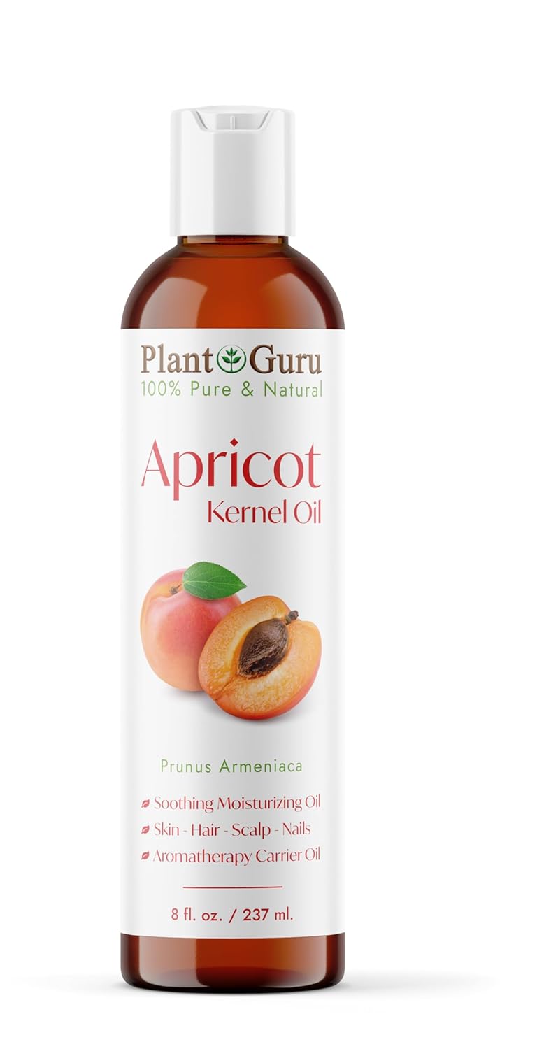 Apricot Kernel Oil 8 fl. oz. Cold Pressed 100% Pure Natural Carrier - Skin, Face, Body And Hair Growth Moisturizer. Great For DIY Cream, Lotions and Lip balm.