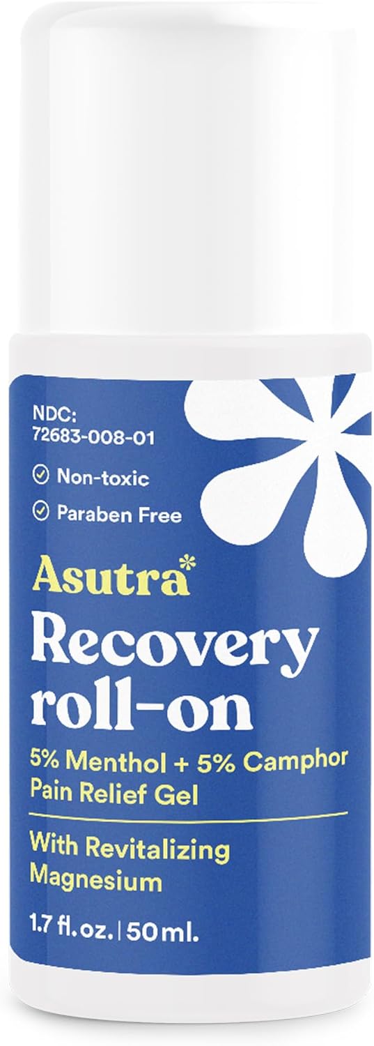 ASUTRA Recovery Roll-On Gel, 1.7 oz - Cooling and Warming Sensation, Temporary Relief from Muscle Discomfort and Soreness, Mess-Free Applicator, Menthol, Camphor, and Premium-Quality Magnesium