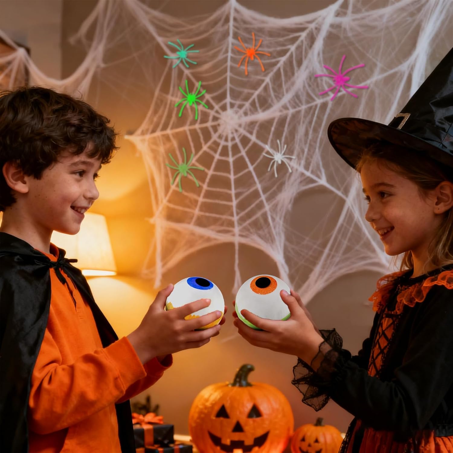 Halloween Bath Bombs for Kids Gifts: 9 Pcs Eyeball Bath Bomb with Toys Inside Surprise Spider Light up Bath Toy Spooky Basket Stuffers for Kid Boys Girls Ages 3+ Bubble Fall Shower Steamers Bathroom